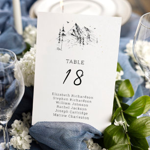 Mountain forest hand drawn guests' names table number