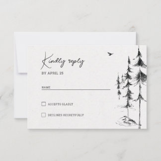 Mountain forest hand drawn RSVP Card