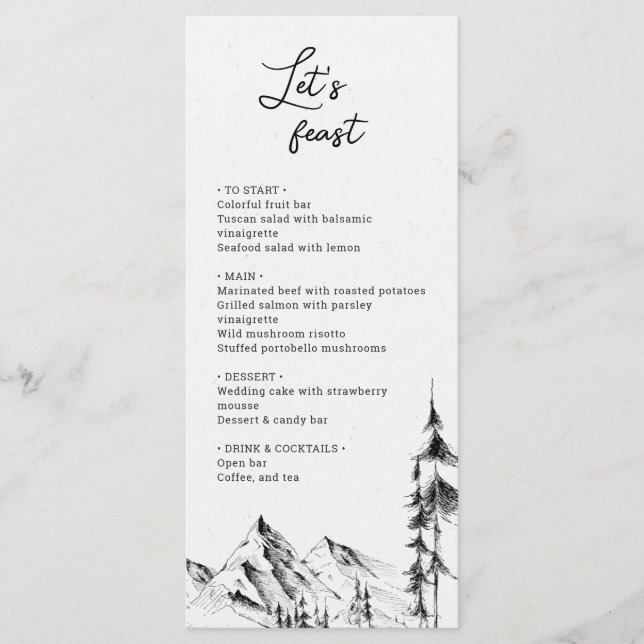 Mountain Forest hand drawn simple menu (Front)