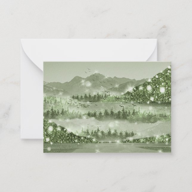 Mountain Forest Lake Landscape Mixed Media Card (Front)