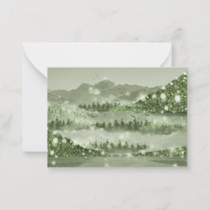 Mountain Forest Lake Landscape Mixed Media Card