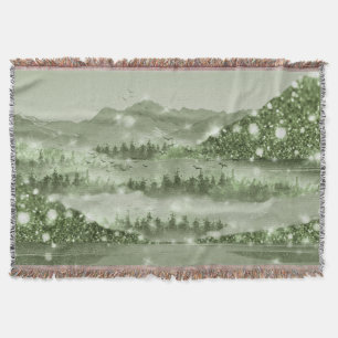 Mountain Forest Lake Landscape Mixed Media Throw Blanket