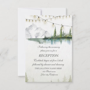 Mountain,Forest,Lake,Lights Wedding Reception  Invitation