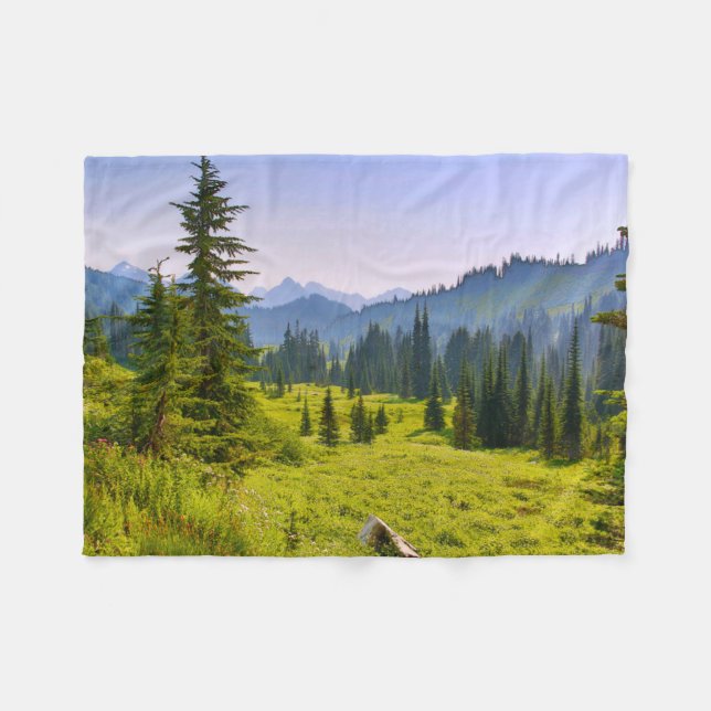 Mountain & Forest Landscape Washington State Fleece Blanket (Front (Horizontal))