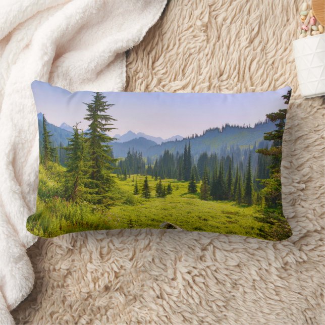 Mountain & Forest Landscape Washington State Lumbar Cushion (Blanket)