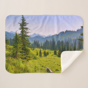 Mountain & Forest Landscape Washington State Sherpa Blanket