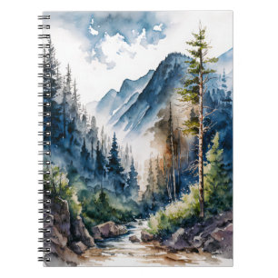 Mountain Forest Landscape Watercolor Notebook
