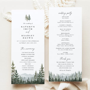 Mountain Forest Pine Wedding Ceremony Program Programme