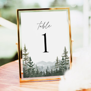 Mountain Forest Pine Wedding Table Numbers