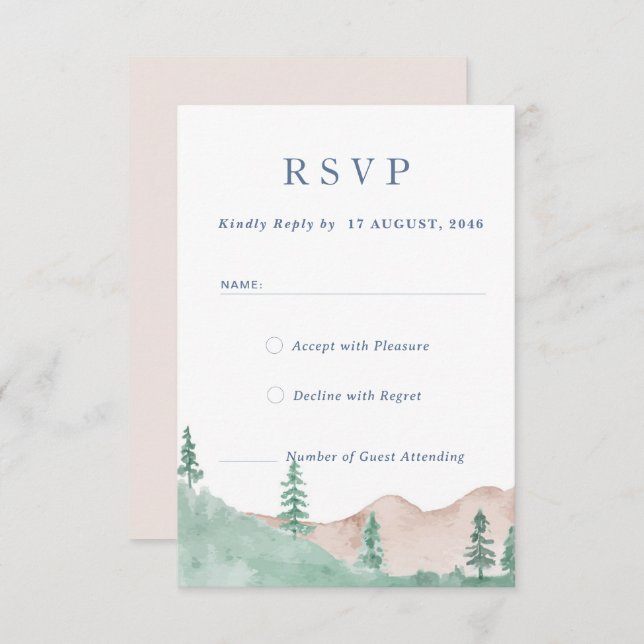 Mountain Forest Range Wedding RSVP Response Card (Front/Back)