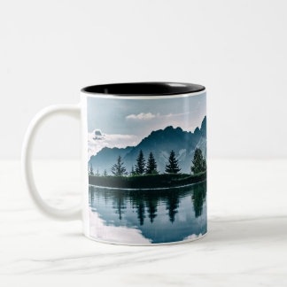 Mountain Forest Reflection Two-Tone Coffee Mug
