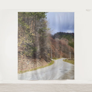 Mountain Forest Road - Wild Nature Romania Tapestry