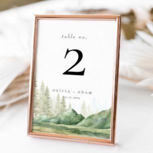 Mountain Forest Rustic Wedding Number Table Card