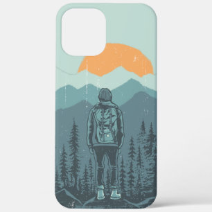 Mountain Forest Sunset Backpack Hiker Woman iPhone 12 Pro Max Case
