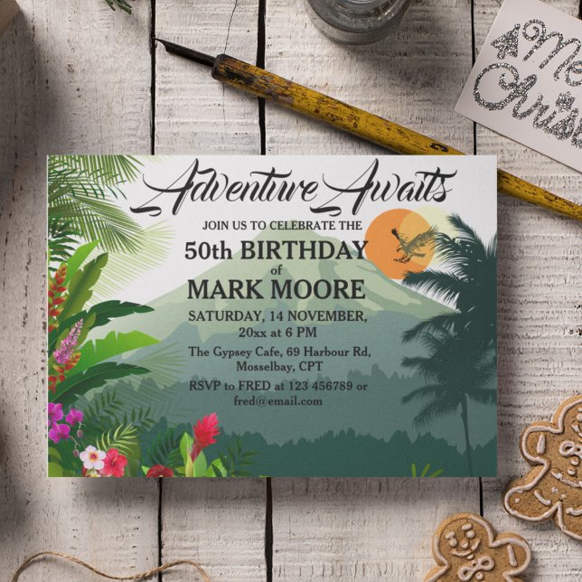 Mountain & Forest Sunset Birthday Invitation Postcard (Creator Uploaded)