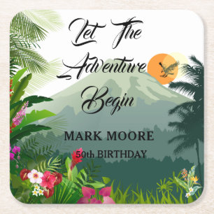 Mountain, Forest & Sunset Square Paper Coaster