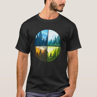 Mountain Forest Tree Nature Graphic Outdoor Hiking T-Shirt