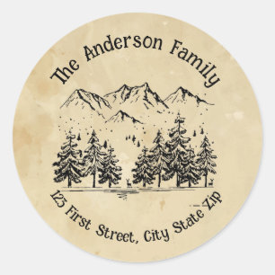 Mountain Forest Trees Wilderness Landscape Scenery Classic Round Sticker