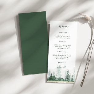 Mountain Forest Watercolor Wedding Dinner Menu