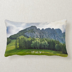 Mountain forest with pines in northern Italy Lumbar Cushion