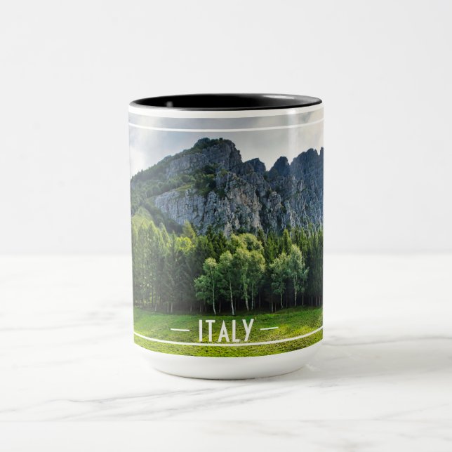 Mountain forest with pines in northern Italy Mug (Center)