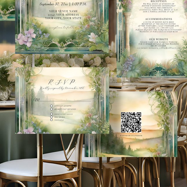 Mountain Forest Woodland Ethereal Rustic Wedding RSVP Card (Creator Uploaded)