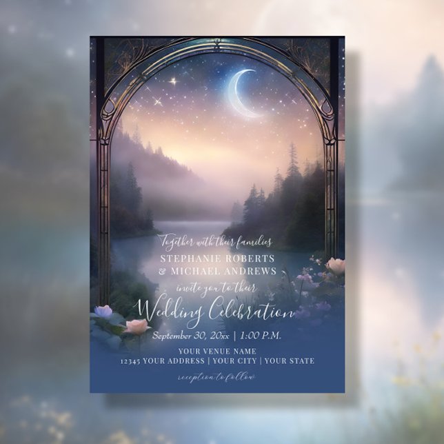 Mountain Forest Woodland Fantasy Elegant Wedding Invitation (Creator Uploaded)