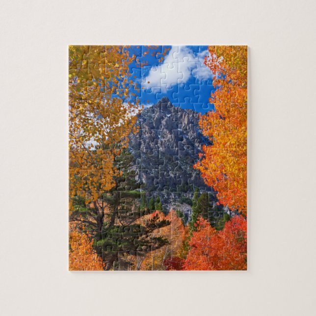 Mountain framed in fall foliage, CA Jigsaw Puzzle (Vertical)