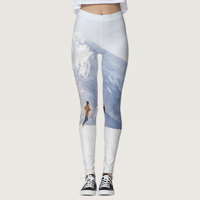 Mountain Fun: Snow-Capped Peaks Scene. Leggings (Front)