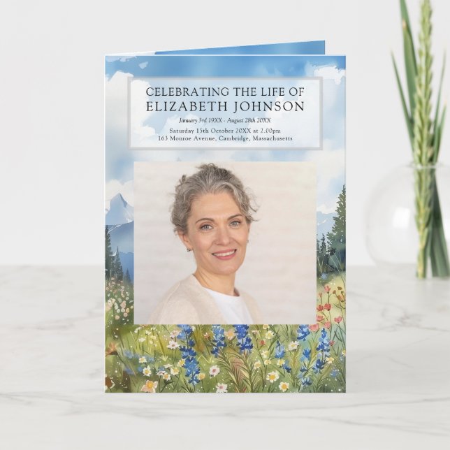 Mountain Funeral Memorial Order Of Service Folded  Programme (Front)