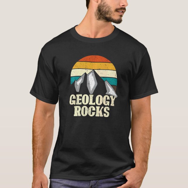Mountain Geology Rocks Paleontology Geologist Retr T-Shirt (Front)