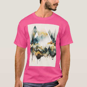 Mountain Geometric Shapes Watercolor T-Shirt