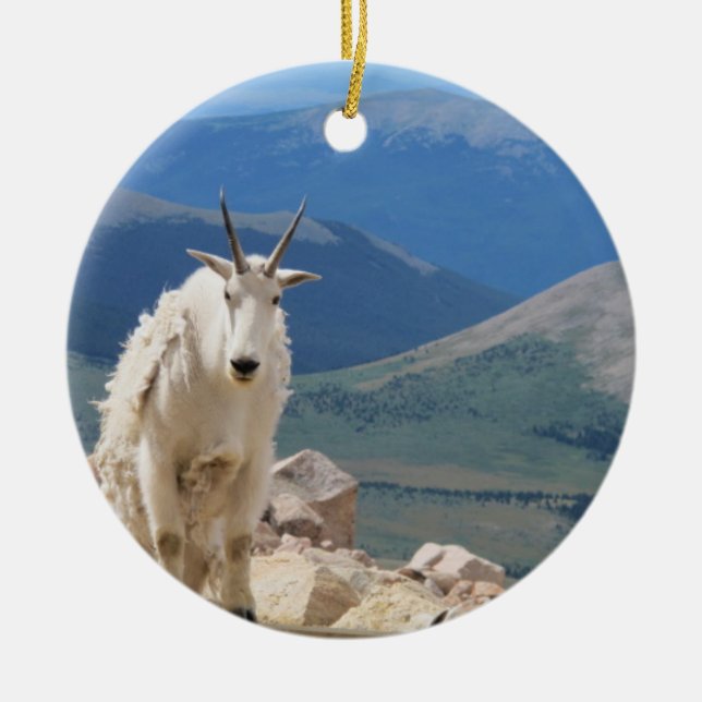 Mountain Goat Ceramic Tree Decoration (Front)