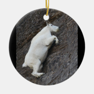 mountain goat climbing cliff ceramic tree decoration