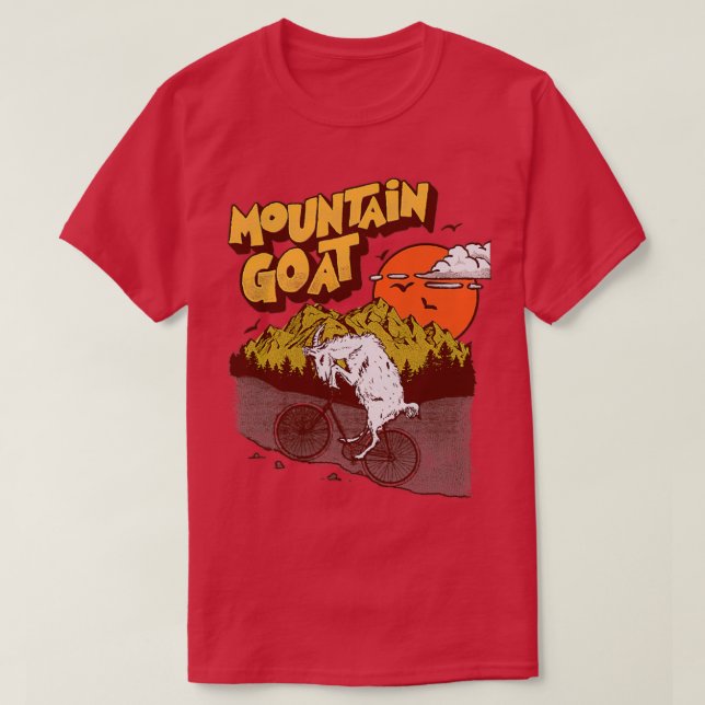 Mountain Goat Funny Mountain Biking  T-Shirt (Design Front)