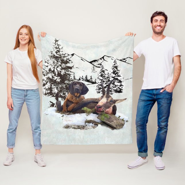 Mountain goat hunting adventure    fleece blanket (In Situ)