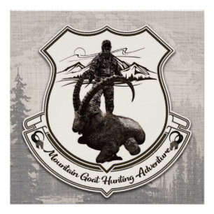 Mountain goat hunting adventure tapestry poster