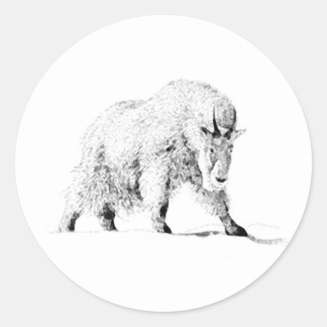 Mountain Goat Logo (line art) Classic Round Sticker (Front)