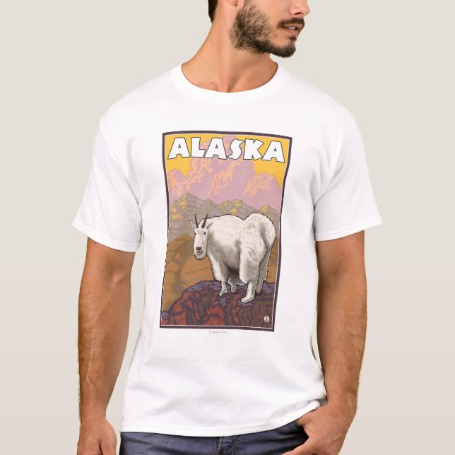 Mountain Goat- Vintage Travel Poster T-Shirt (Front)