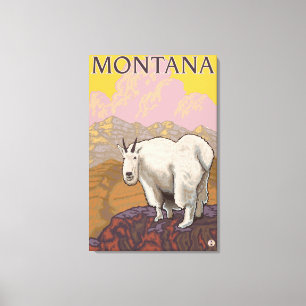 Mountain GoatMontanaVintage Travel Poster Canvas Print