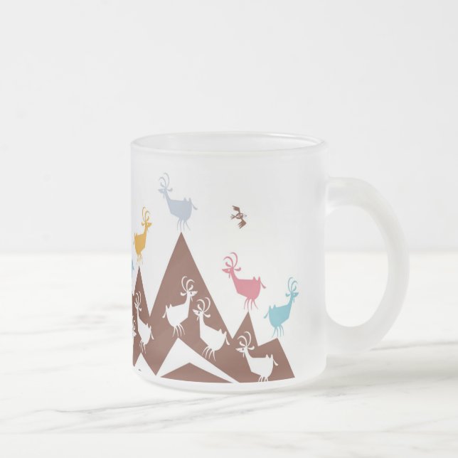 Mountain Goats Frosted Glass Coffee Mug (Right)