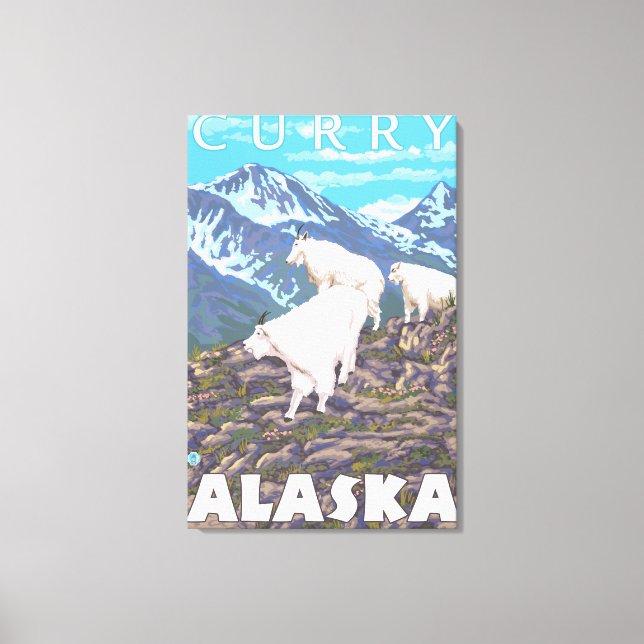 Mountain Goats Scene - Curry, Alaska Canvas Print (Front)