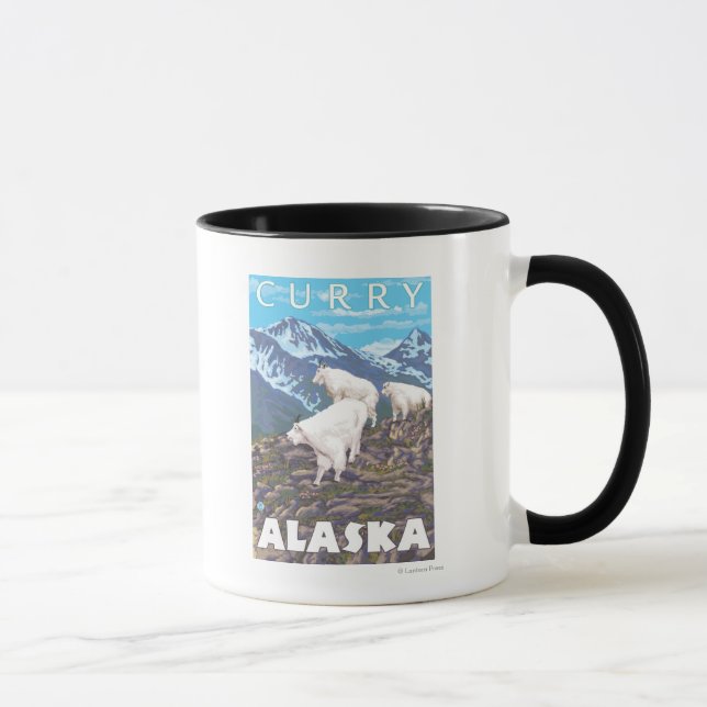 Mountain Goats Scene - Curry, Alaska Mug (Right)