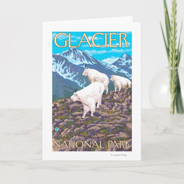 Mountain Goats Scene - Glacier National Park, Card (Front)