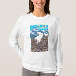 Mountain Goats Scene - Glacier National Park, T-Shirt