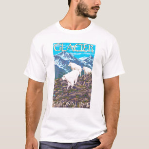 Mountain Goats Scene - Glacier National Park, T-Shirt