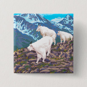 Mountain Goats Scene - Montana 15 Cm Square Badge