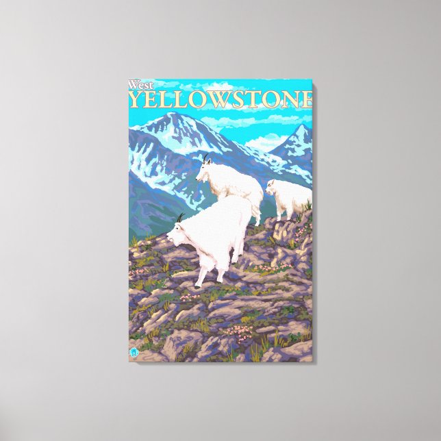 Mountain Goats Scene - West Yellowstone, MT Canvas Print (Front)