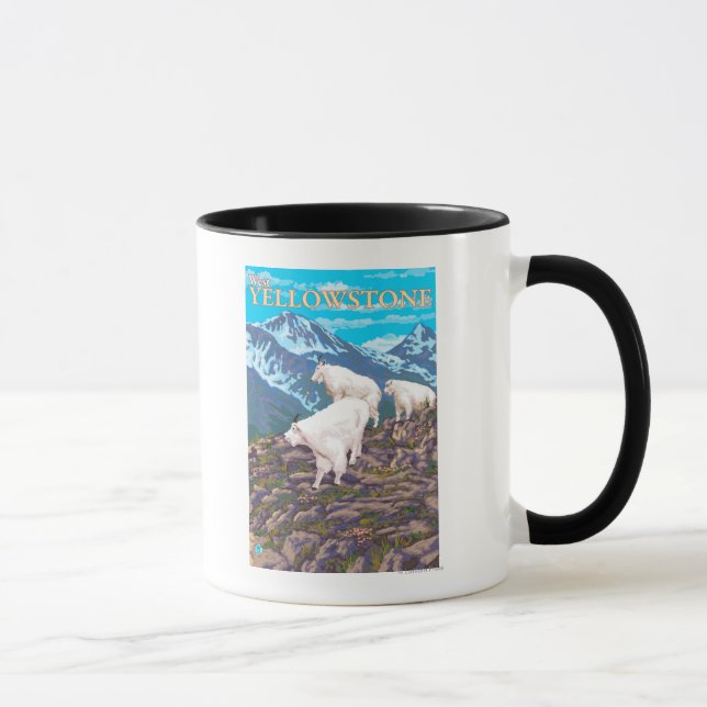 Mountain Goats Scene - West Yellowstone, MT Mug (Right)