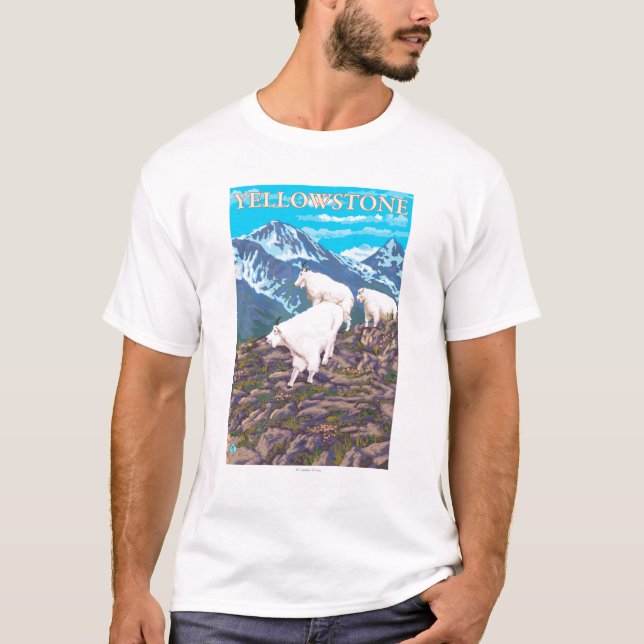 Mountain Goats Scene - Yellowstone National Park T-Shirt (Front)